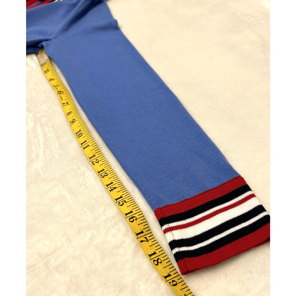 TOMMY HILFIGER Women V-Neck Sweater Sz L Blue Cotton Pullover Casual Preppy - Picture 5 of 7